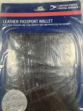 USPS Leather Passport Wallet RFID Blocking Black Genuine Leather NIP Travel Case